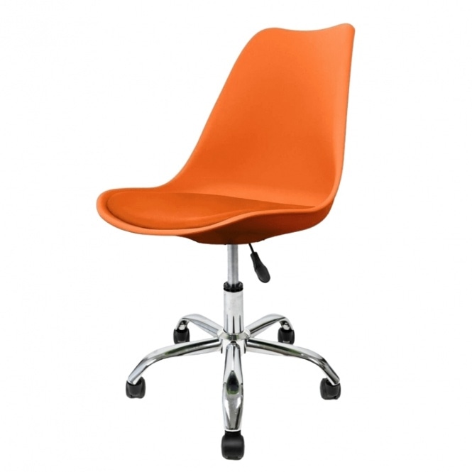 Fusion Living Soho Orange Plastic Desk Chair with Swivel Base