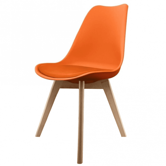 Fusion Living Soho Orange Plastic Dining Chair with Squared Light Wood Legs
