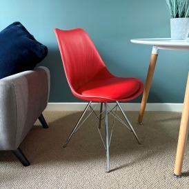 Soho Red Plastic Dining Chair with Chrome Metal Legs