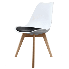Soho White and Black Dining Chair with Squared Light Wood Legs