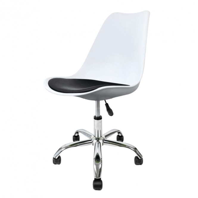 Fusion Living Soho White and Black Plastic Desk Chair with Swivel Base