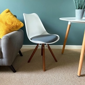 Soho White and Dark Grey Dining Chair with Pyramid Dark Wood Legs