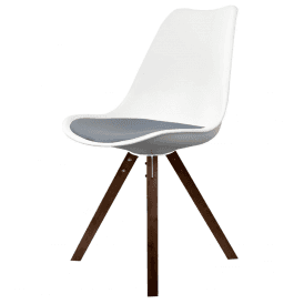 Soho White and Dark Grey Dining Chair with Square Pyramid Dark Wood Legs