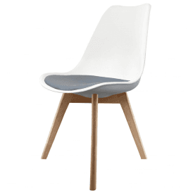 Soho White and Dark Grey Dining Chair with Squared Light Wood Legs