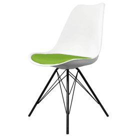 Soho White and Green Dining Chair with Black Metal Legs
