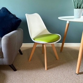 Soho White and Green Dining Chair with Squared Light Wood Legs
