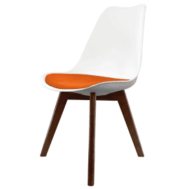 Soho White and Orange Dining Chair with Squared Dark Wood Legs
