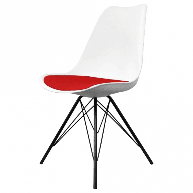 Fusion Living Soho White and Red Dining Chair with Black Metal Legs