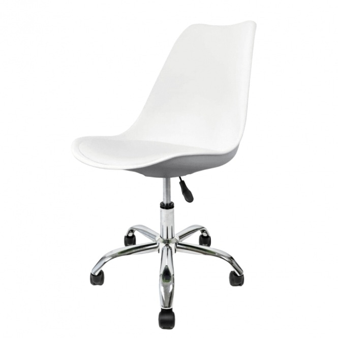 Fusion Living Soho White Plastic Desk Chair with Swivel Base