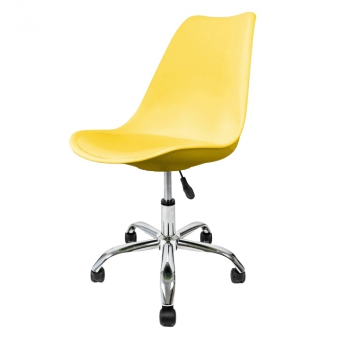 Fusion Living Soho Yellow Plastic Desk Chair with Swivel Base