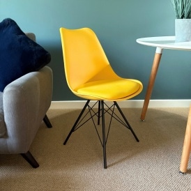 Soho Yellow Plastic Dining Chair with Black Metal Legs