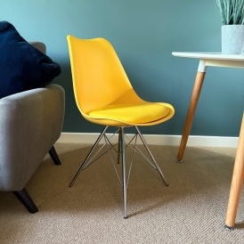 Soho Yellow Plastic Dining Chair with Chrome Metal Legs