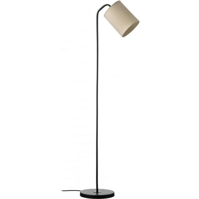 Fusion Living Warehouse Style Black Metal and Cream Floor Lamp