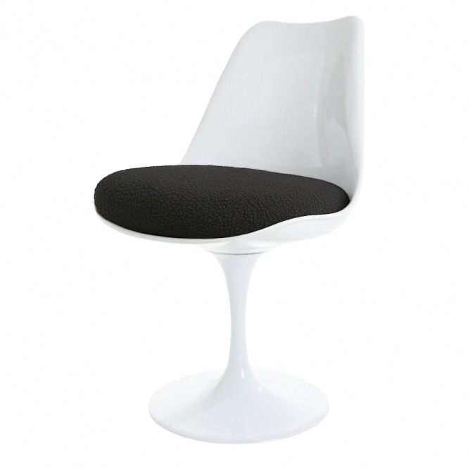 Fusion Living White and Charcoal Grey Bouclé Chelsea Side Chair