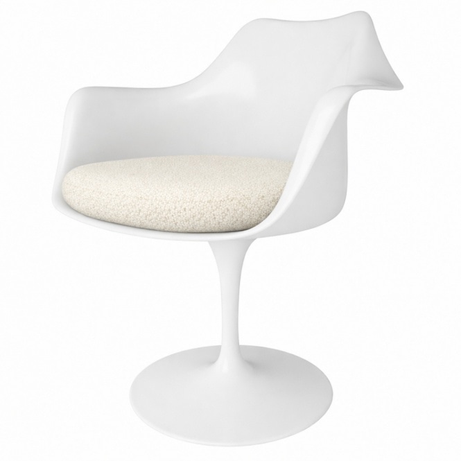 Fusion Living White and Cream Bouclé Chelsea Armchair