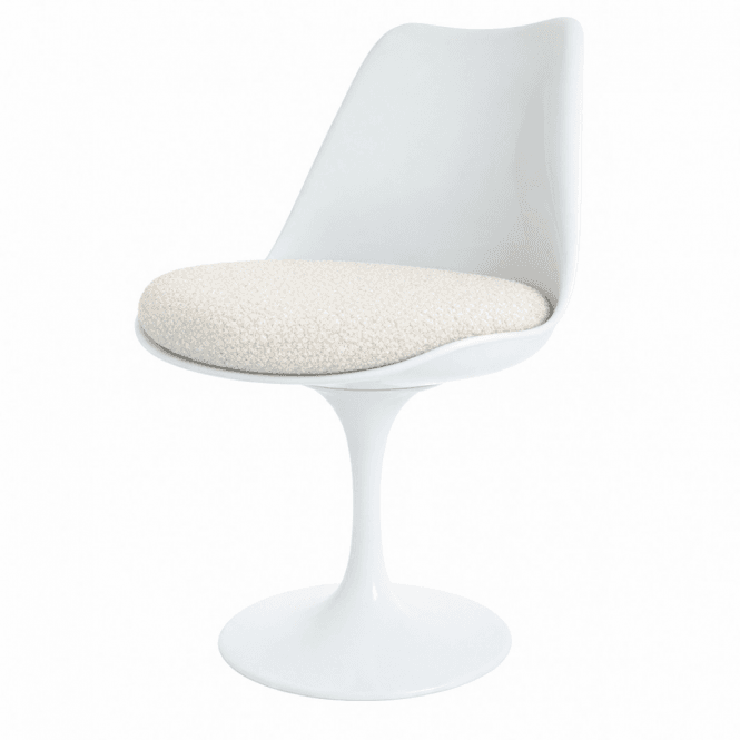 Fusion Living White and Cream Bouclé Chelsea Side Chair