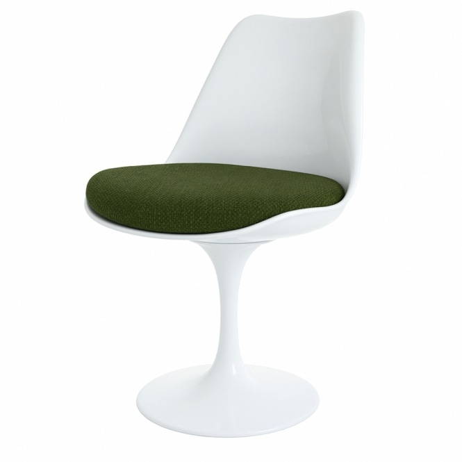 Fusion Living White and Dark Green Bouclé Chelsea Side Chair