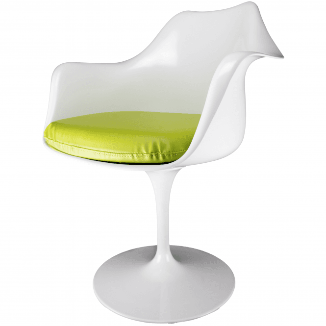 Fusion Living White and Green PU Chelsea Armchair