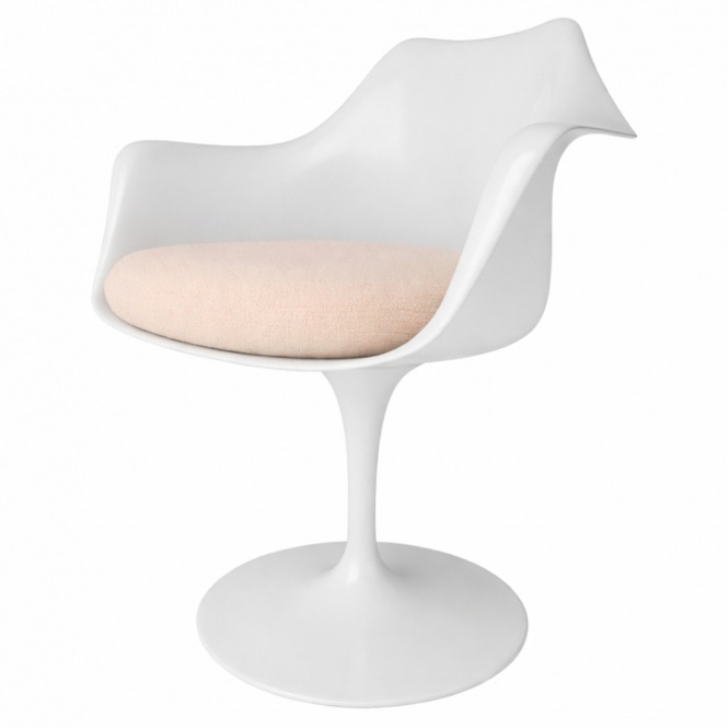 Fusion Living White and Soft Pink Chenille Chelsea Armchair