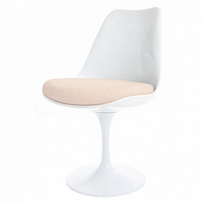 Fusion Living White and Soft Pink Chenille Chelsea Side Chair