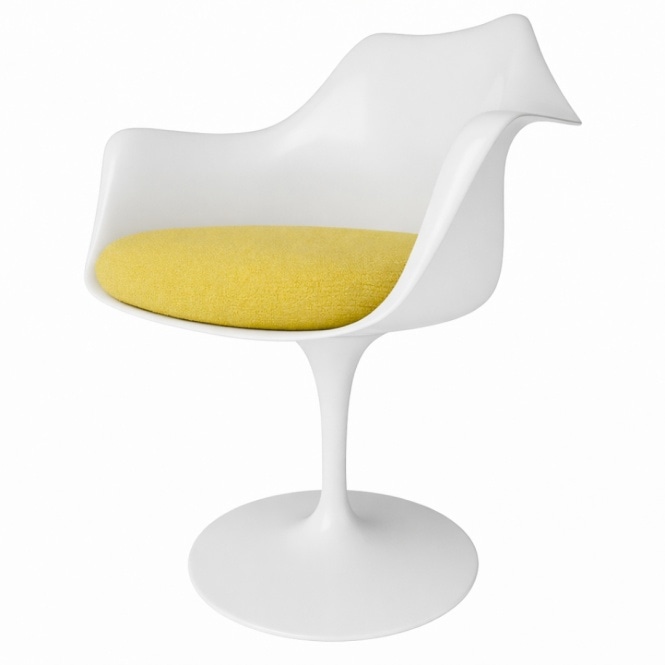 Fusion Living White and Sunflower Yellow Chenille Chelsea Armchair
