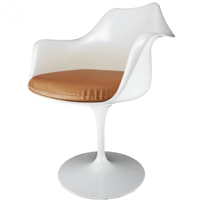 Fusion Living White and Tan PU Chelsea Armchair