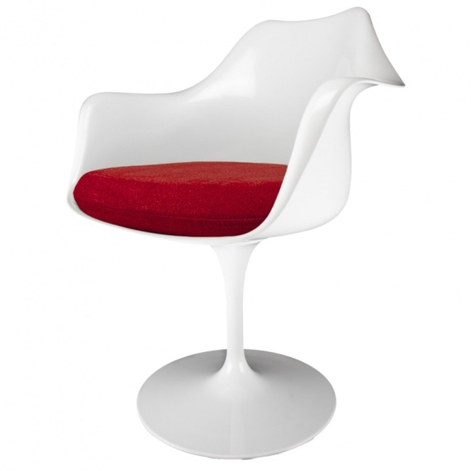 Fusion Living White and Velveteen Scarlet Red Chelsea Armchair