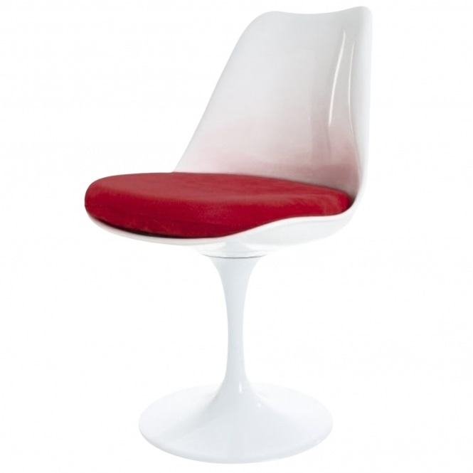 Fusion Living White and Velveteen Scarlet Red Chelsea Side Chair