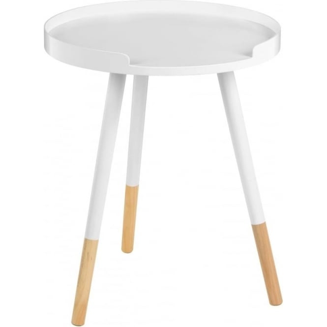 Fusion Living White Circular Tray Table with Beech Tipped Legs
