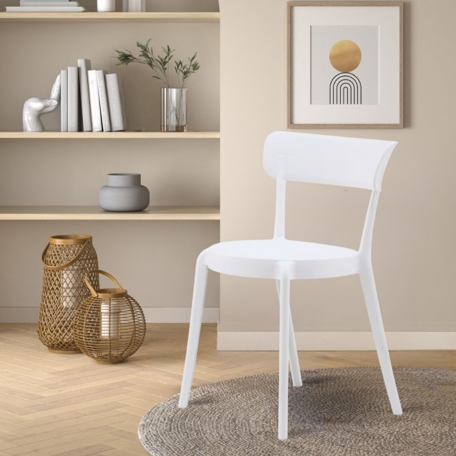Fusion Living White Plastic Bistro Dining Chair