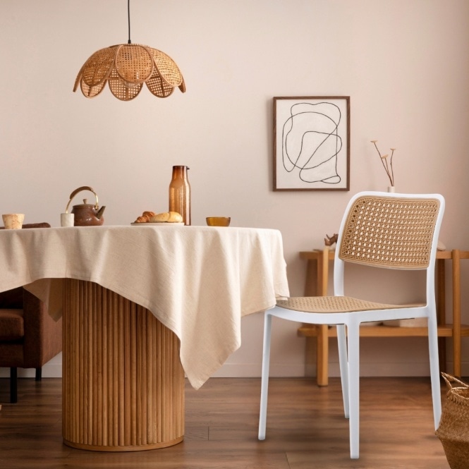 Fusion Living White Plastic Café Dining Chair