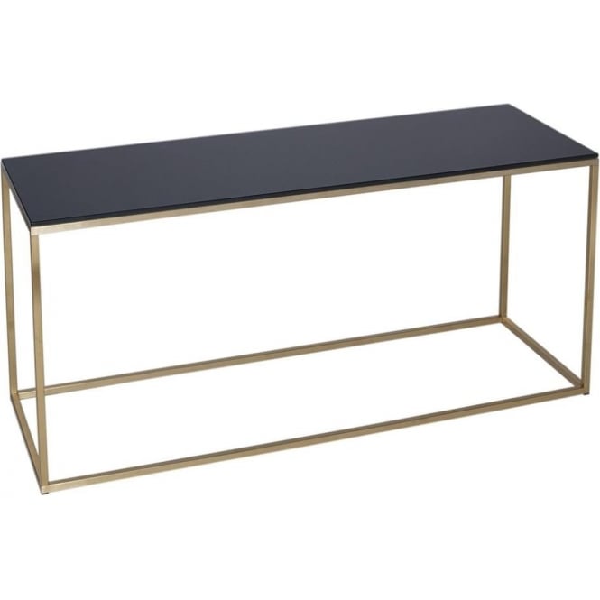 Gillmore Black Glass and Gold Metal Contemporary TV Stand