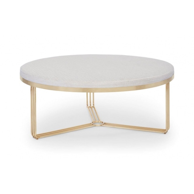 Gillmore Deco - Large Circular Coffee Table With Upholstered Top and Frame Colour Options