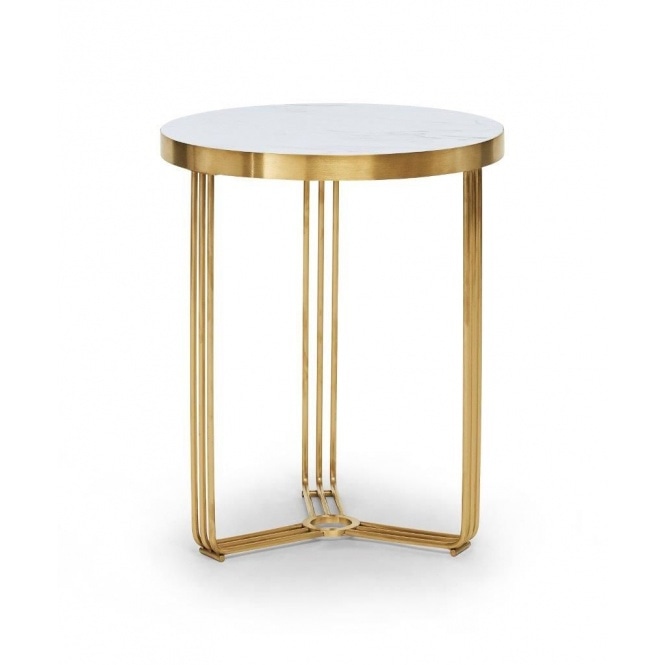 Gillmore Deco - Small Circular Side Table With Various Stone Tops and Frame Colour Options