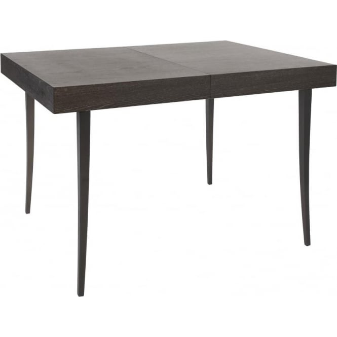 Gillmore Extending Dining Table in Dark Charcoal Wood with Gun Metal Legs