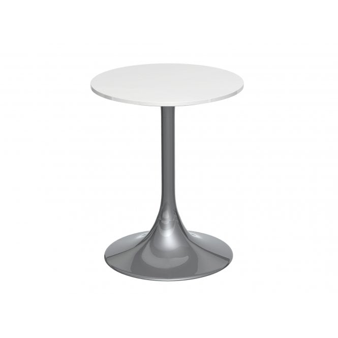 Gillmore Pedestal Side Table White Gloss and Smoked Chrome