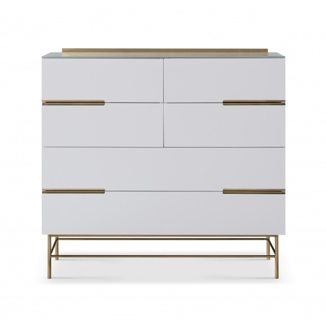 Gillmore Sleek - Contemporary Six Drawer Wide Chest With Various Colour Options