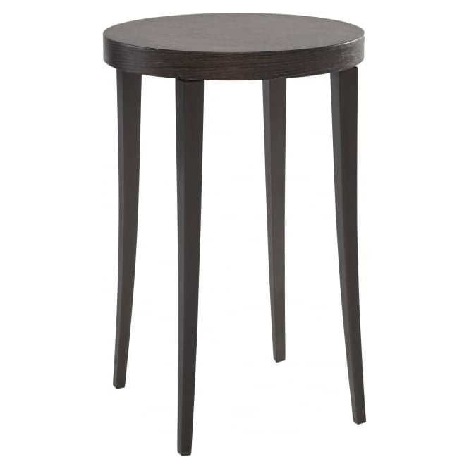 Gillmore Tall Circular Side Table in Dark Charcoal Wood with Gun Metal Legs