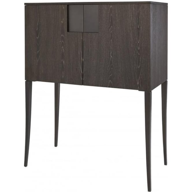 Gillmore Tall Sideboard in Dark Charcoal Wood with Gun Metal Legs