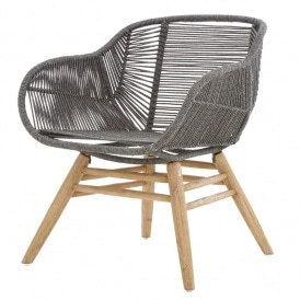 Grey Natural Rope Armchair With Light Wood Legs
