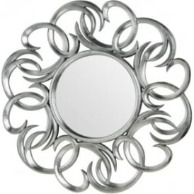 Large Circular Silver Swirl Wall Mirror
