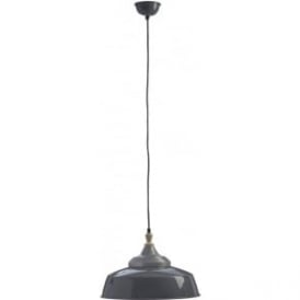 Large Iron and Wood Grey Pendant