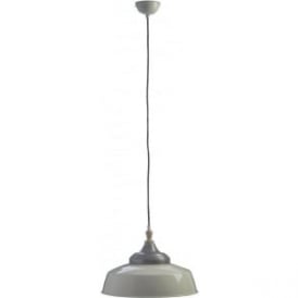 Large Iron and Wood White Pendant