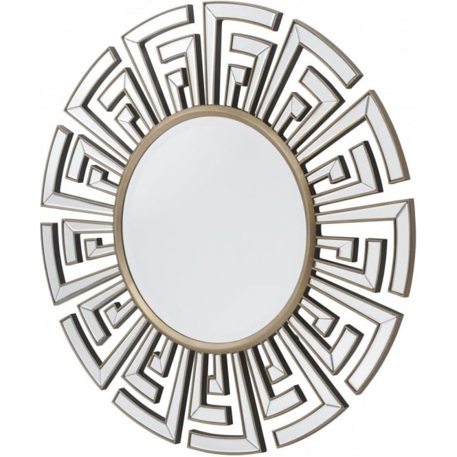 Libra Furniture Art Deco Aztec Style Large Circular Mirror