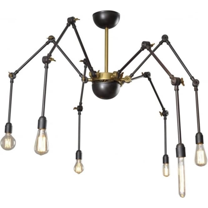 Libra Furniture Black and Brass Spider Style Ceiling Light