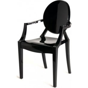 OUTLET Black Ghost Style Plastic Louis Armchair