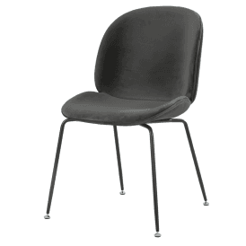 OUTLET Luxurious Dark Grey Velvet Dining Chair with Black Metal Legs