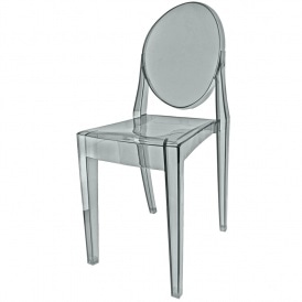 OUTLET Smoke Grey Ghost Style Plastic Victoria Dining Chair