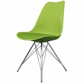 OUTLET Soho Green Plastic Dining Chair with Chrome Metal Legs