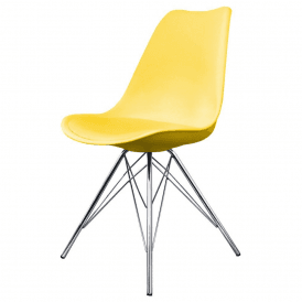 OUTLET Soho Yellow Plastic Dining Chair with Chrome Metal Legs